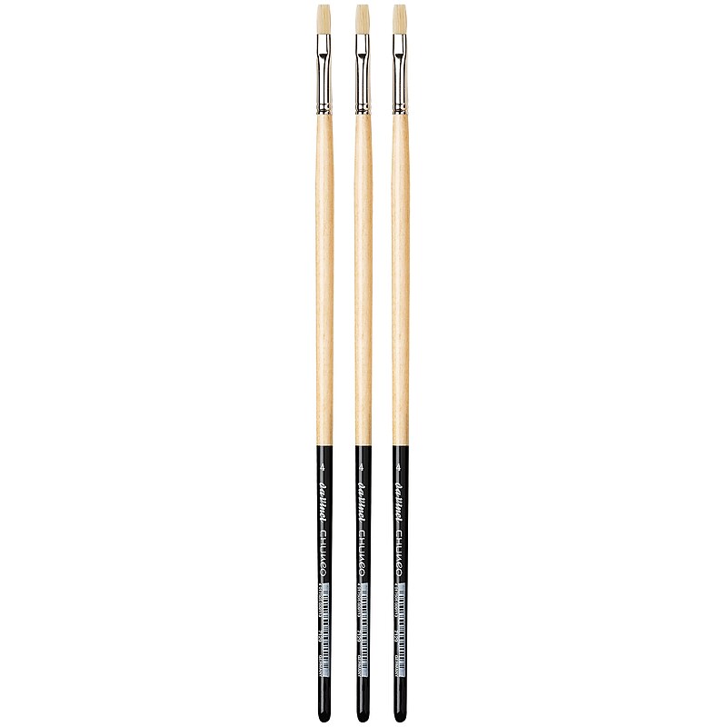 da Vinci CHUNEO Oil Synthetic Hog Bristle, Flat Brush, 3/Pack (DVXVA71294-3) image 1