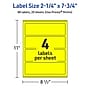 Avery Rectangle Laser/Inkjet Multipurpose Labels, 2.25" x 7.75", Neon Yellow (80/Pack)~#|#~42E6D54B-B919-4E95-816EA9D059112289_sc7