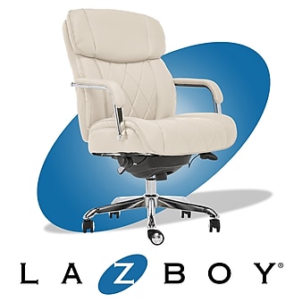 La-Z-Boy Sutherland Ergonomic Faux Leather Swivel Computer and Desk Chair, Ivory (CHR10048C)