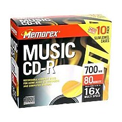 Memorex 10/Pack 80-Minute CD-R Music, Jewel Cases | Staples