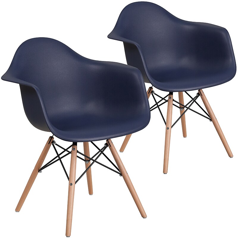 Flash Furniture Alonza Plastic and Wood Accent Chair, Navy, 2/Pack (2FH132DPPNY) image 1