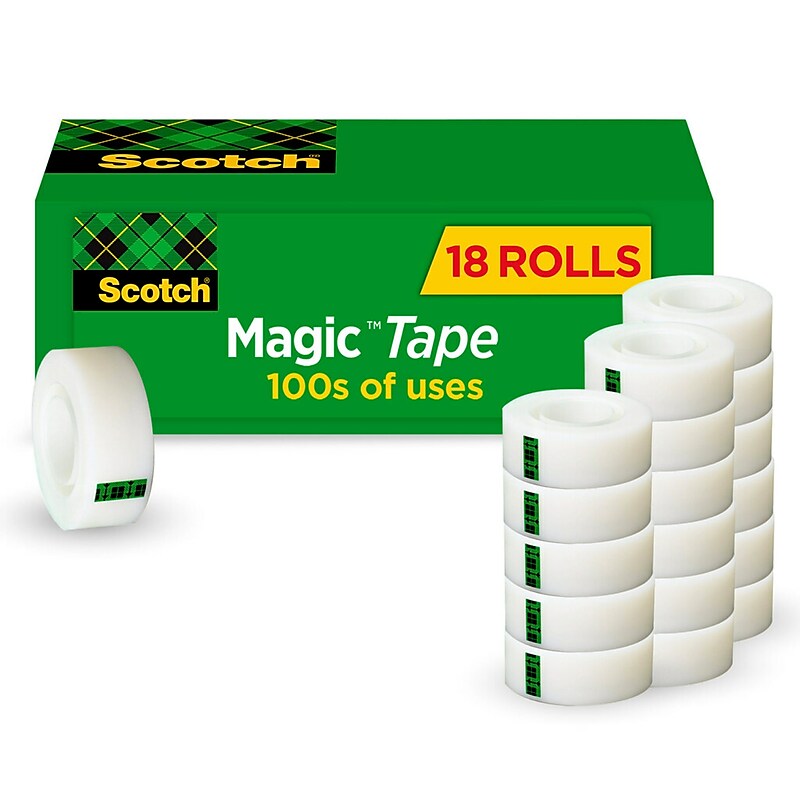 Scotch Magic Invisible Tape Refill, 3/4" x 27.77 yds., 1" Core, Clear, 18 Rolls/Pack (810K18CP) image 1