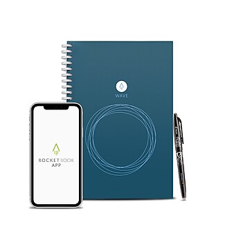 Rocketbook Wave Smart Reusable Notebook, 6" x 8.9", Dotted Ruled, 80 Pages, Blue (WAV-E-K-A)