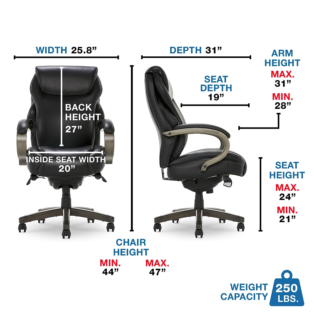 Specification diagram with dimensions for Hyland chair