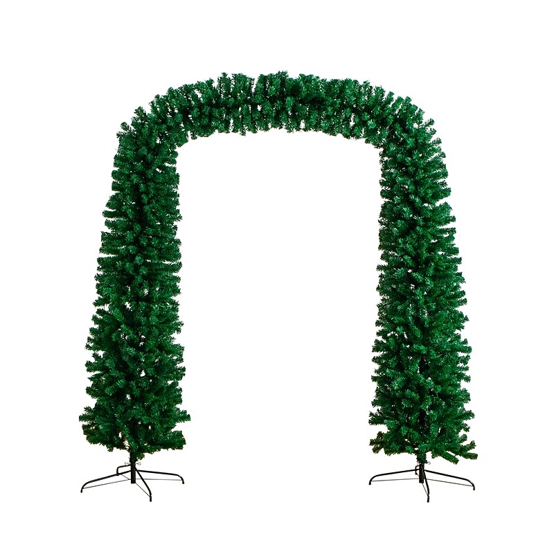 Nearly Natural 8' Pre-Lit Artificial Holiday Green Christmas Pine Archway with 650 Multifunction Warm White LED Lights (T4841) image 1