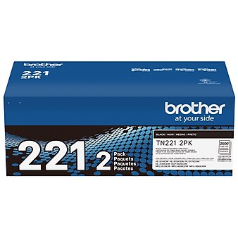 Brother TN-221 Black Standard Yield Toner Cartridge, Up to 2,500 Pages, 2/Pack (TN2212PK)