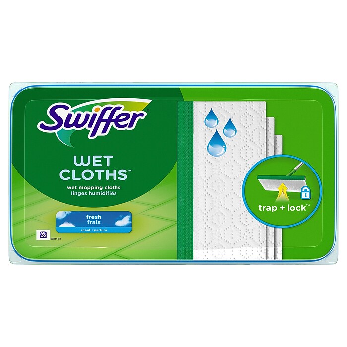 Swiffer Sweeper Wet Mop Cloths, Fresh Scent, White, 24/Box (82856