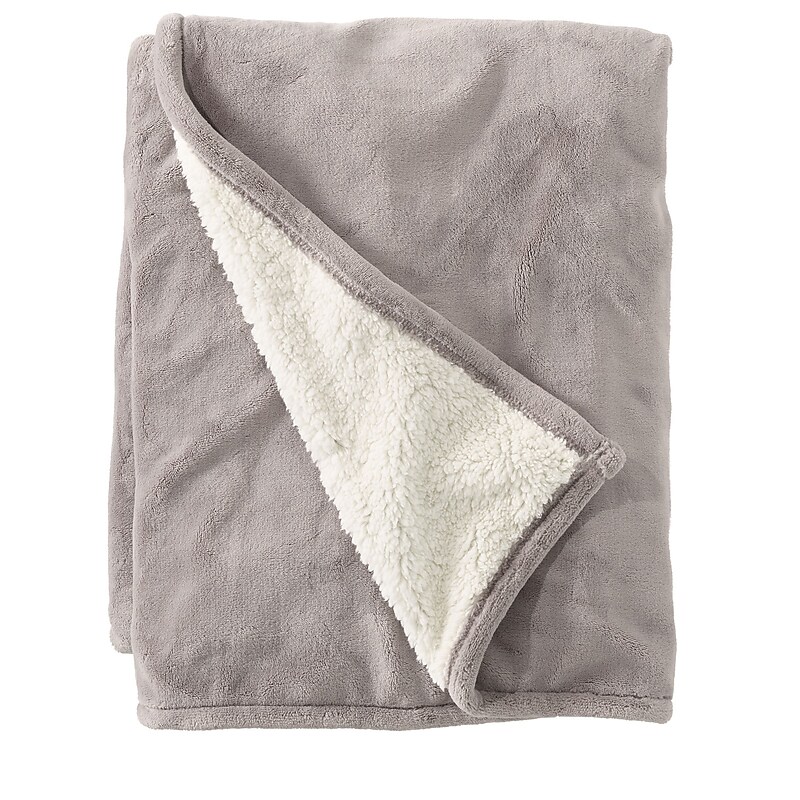 L.L.Bean Wicked Plush Sherpa Throw, Large, Woodsmoke (1000078533) image 1
