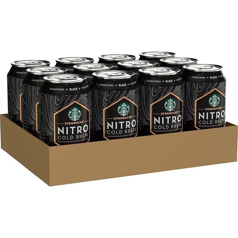 Starbucks Nitro Black Unsweetened Cold Brew Coffee, 9.6 fl. oz., 12/Carton (19286) image 1