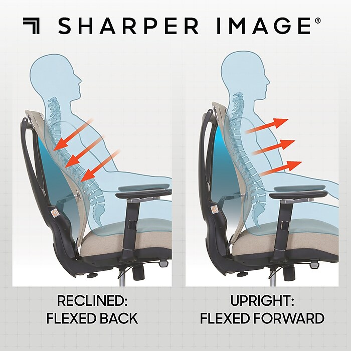Sharper Image Flex Back Ergonomic Mesh Swivel Task Chair, Taupe
