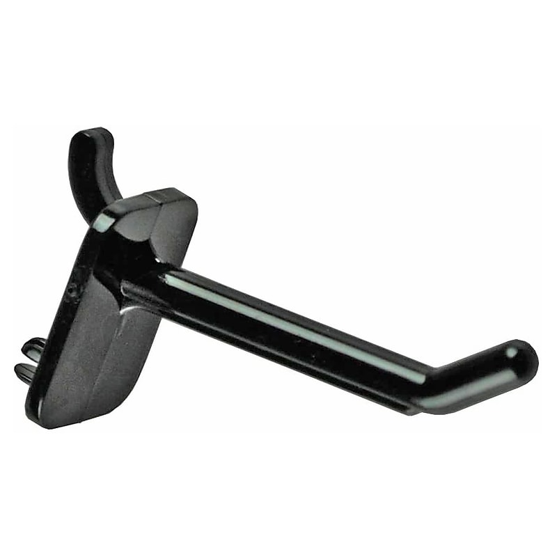 Global Approved  Opaque Plastic Pegboard Locking Hook, Black - Pkg Qty 50