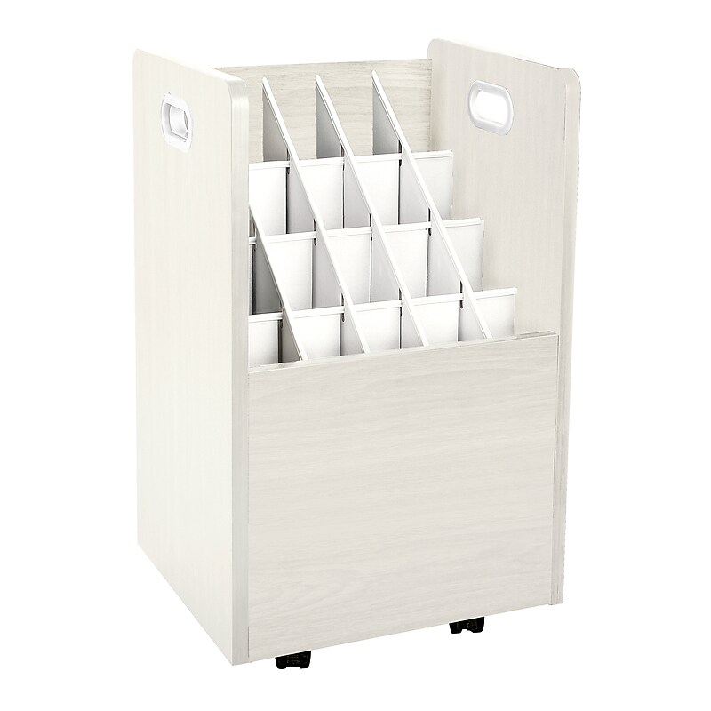 AdirOffice 20-Slot Mobile Roll File, Lockable, 24.75"H x 15.25"W x 13.25"D, White (624-WHI-KIT1) image 1