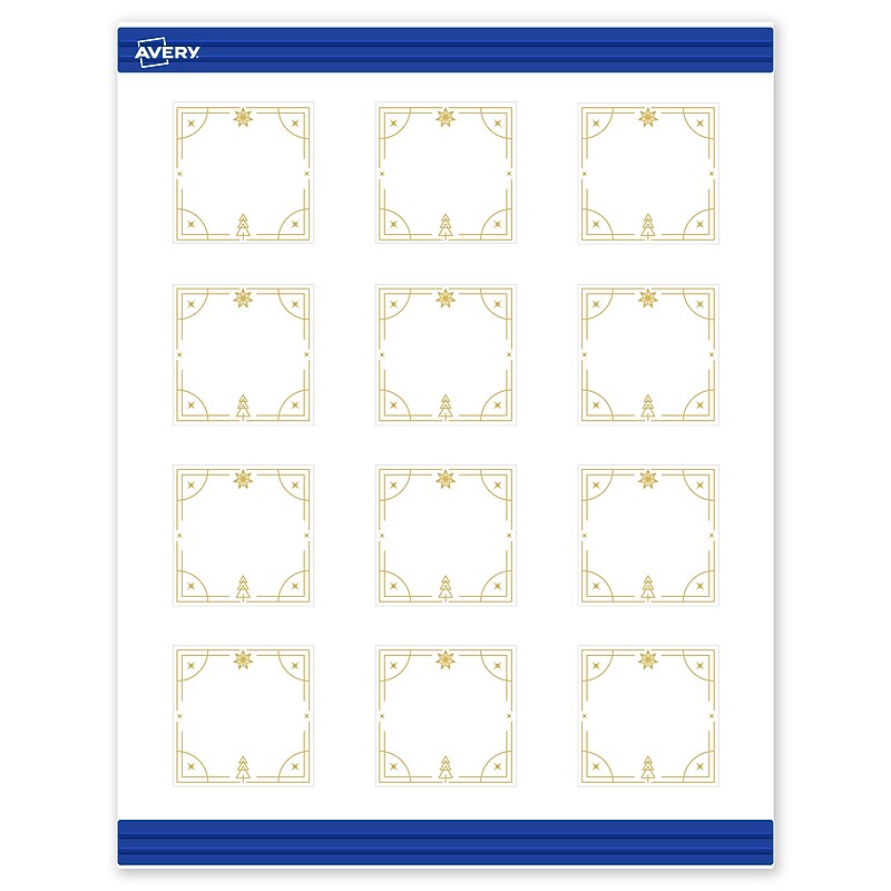 Avery Gold-White Christmas Trees Matte Blank Card, White, 120/Pack (S00-FE1) image 1