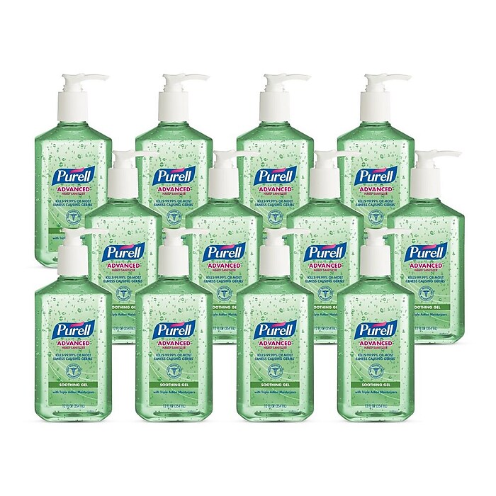 PURELL Advanced 70% Alcohol Gel Hand Sanitizer, Fresh Scent, 12 oz