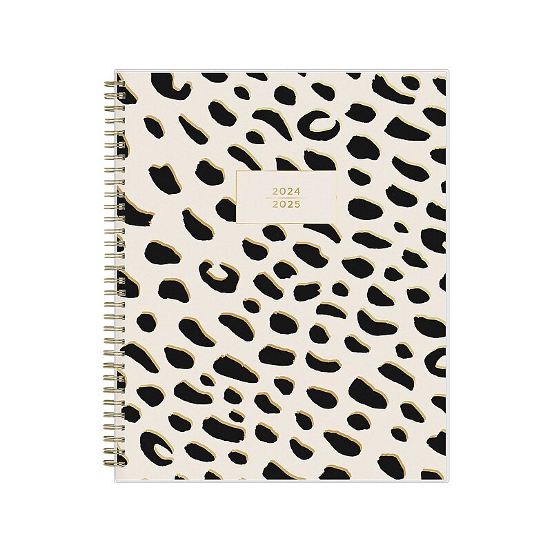 2024-2025 Blue Sky Ashley G Leopard Black 8.5" x 11" Academic Weekly & Monthly Planner, Plastic Cover, Black/Beige image 1