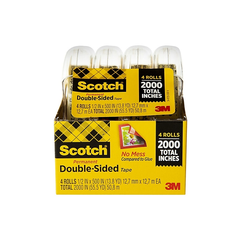 Scotch Double Sided Tape, 1/2" x 55.5 yds., Clear (4137) image 1