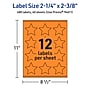 Avery Burst Multipurpose Labels, 2-1/4" x 2-3/8", Bright Orange, 480/Pack (94611)~#|#~43595AC9-72BD-4634-BDDEAA8AF559B7F5_sc7