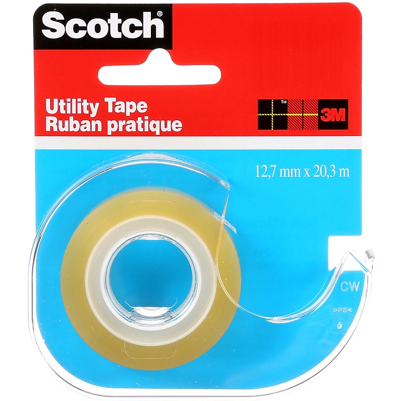 Scotch Utility Transparent Clear Tape with Dispenser, 0.5" x 22.2 yds., 1" Core, Clear (RK-2S) image 1