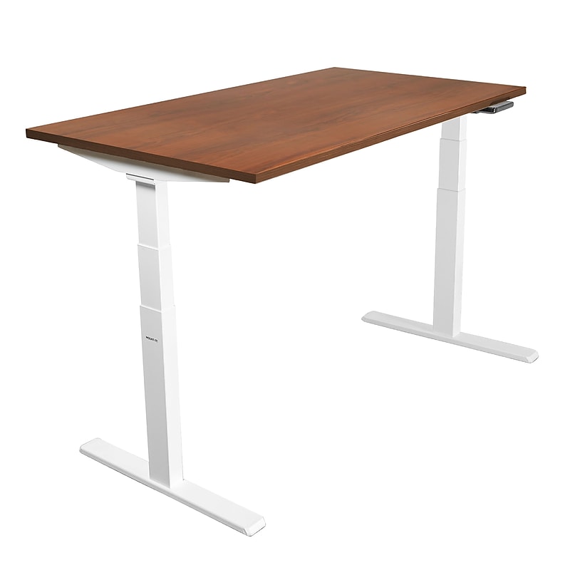Mount-It! 55"W Electric Adjustable Standing Desk, Brown/White (MI-18068) image 1
