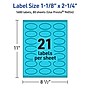 Avery Printable Oval Multipurpose Labels, 1-1/8" x 2-1/4", Bright Blue, 1680/Box (94054)~#|#~43709E9F-D40C-4FA2-965BC03386E777CB_sc7