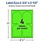 Avery Laser/Inkjet Multipurpose Decorative Edge Labels, 4.75" x 3.5", Neon Green, 40/Pack (94600)~#|#~437C2C9B-A280-4829-A55706F603B2952B_sc7