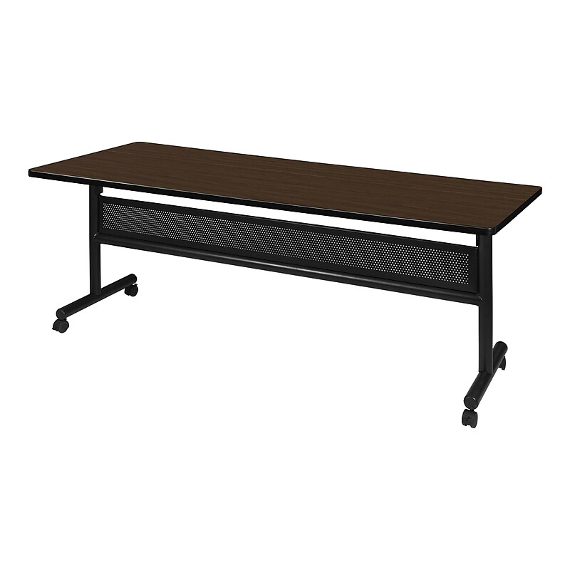 Regency Kobe Flip Top 72"W x 30"D Rectangular Training Room Table, Laminate, With Wheels, Neo Walnut (MKFTM7230NW) image 1
