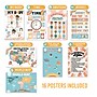 Hadley Designs 17" x 11" Retro Boho Preschool Educational Posters For Toddlers, Laminated, 16/Set (HDDX004ACFGE5)~#|#~438BDAAB-780E-4958-B6F64662DBA99130_sc7