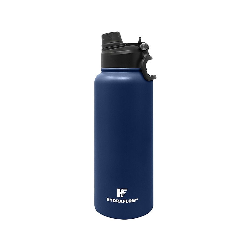 HYDRAFLOW Hybrid Stainless Steel Vacuum Insulated Dual Lid Bottle, 34 oz., Navy (300253) image 1