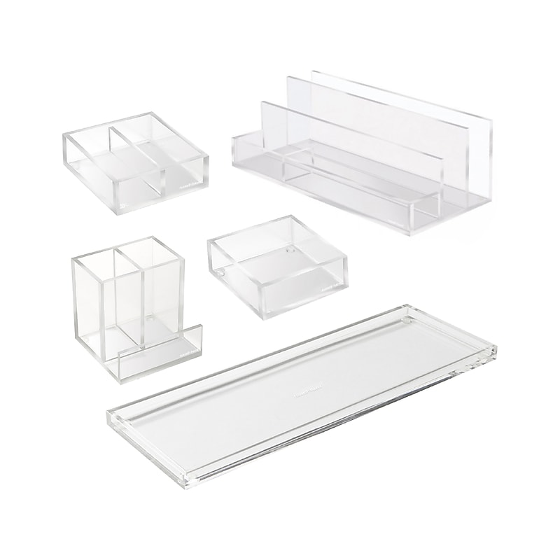Russell+Hazel 5-Piece Desk Organizer Set, Acrylic, Clear (53695) image 1