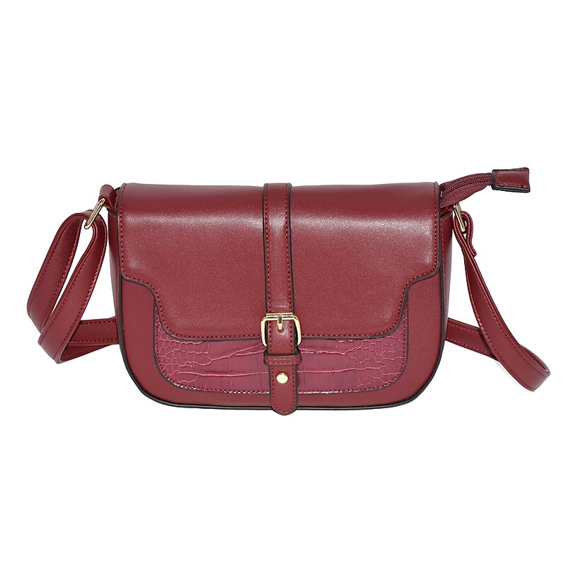 Nicci Cross-Body Bag with Buckle, Burgundy (CBM2304450-BRG) image 1