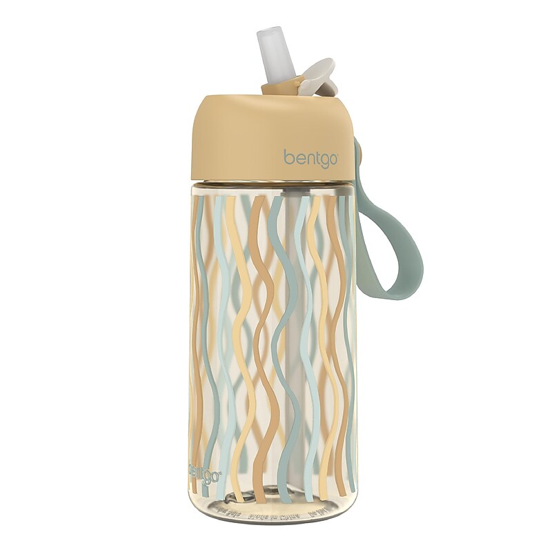 bentgo Whimsy & Wonder Plastic Water Bottle, 15 oz., Wavy (BGKDWB1-WAV) image 1