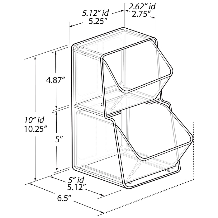 Azar Clear Organizer Two-Tier Extra Small Plastic Storage Bin