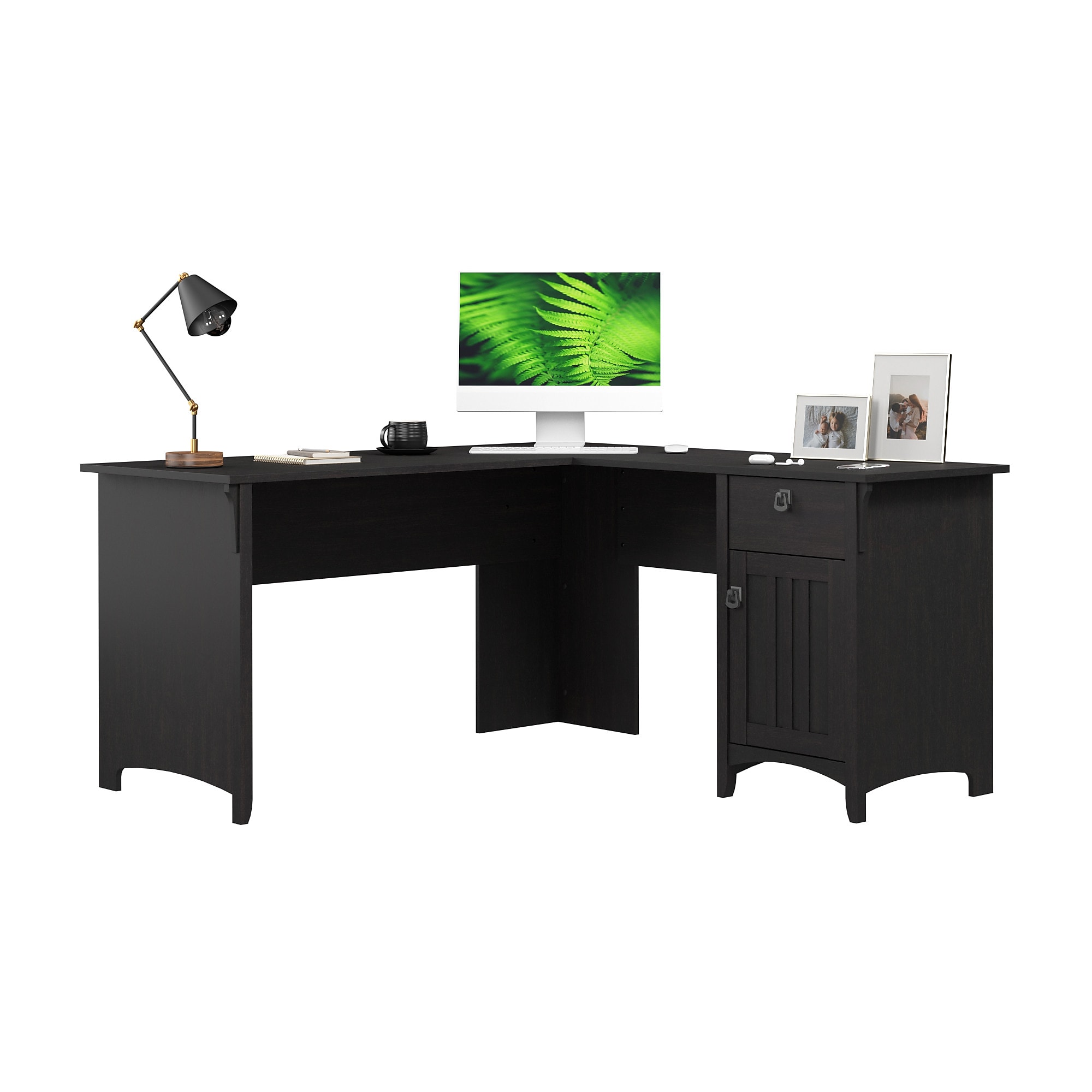 Bush Home Salinas 60W L Shaped Desk with Storage, Vintage Black (SAD160VB-03) Sansujyuku sansujyuku.com