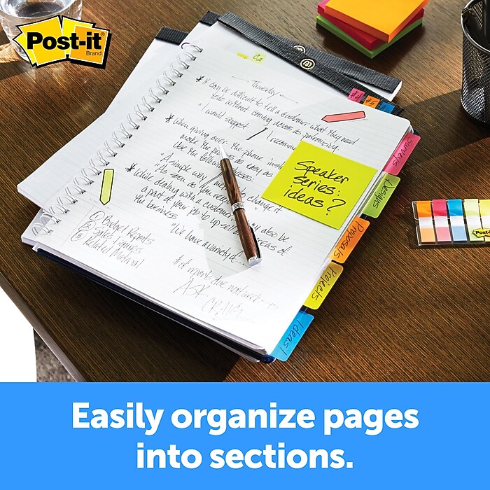 Post-it Tabs 2-Inch Assorted Colors - 24 Repositionable File Folder Tabs For Organization