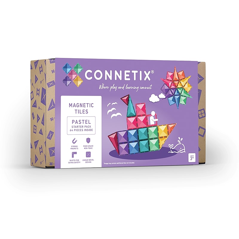 Connetix Magnetic Tiles Pastel Starter Pack, 64 Pieces (CNTP00064ST) image 1