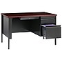 Hirsh 48"W Single-Pedestal Desk, Charcoal/Mahogany (20093)~#|#~43C01BAF-5859-40D9-99EADE9832D6A0EA_sc7