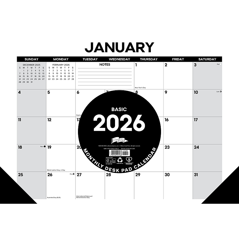 2026 Willow Creek Basic 17" x 12" Monthly Desk Pad Calendar (57063X) image 1