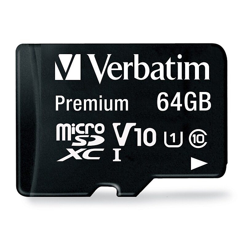 Verbatim Premium 64GB microSDXC Memory Card with Adapter, Class 10, UHS-I, V10 (44084) image 1