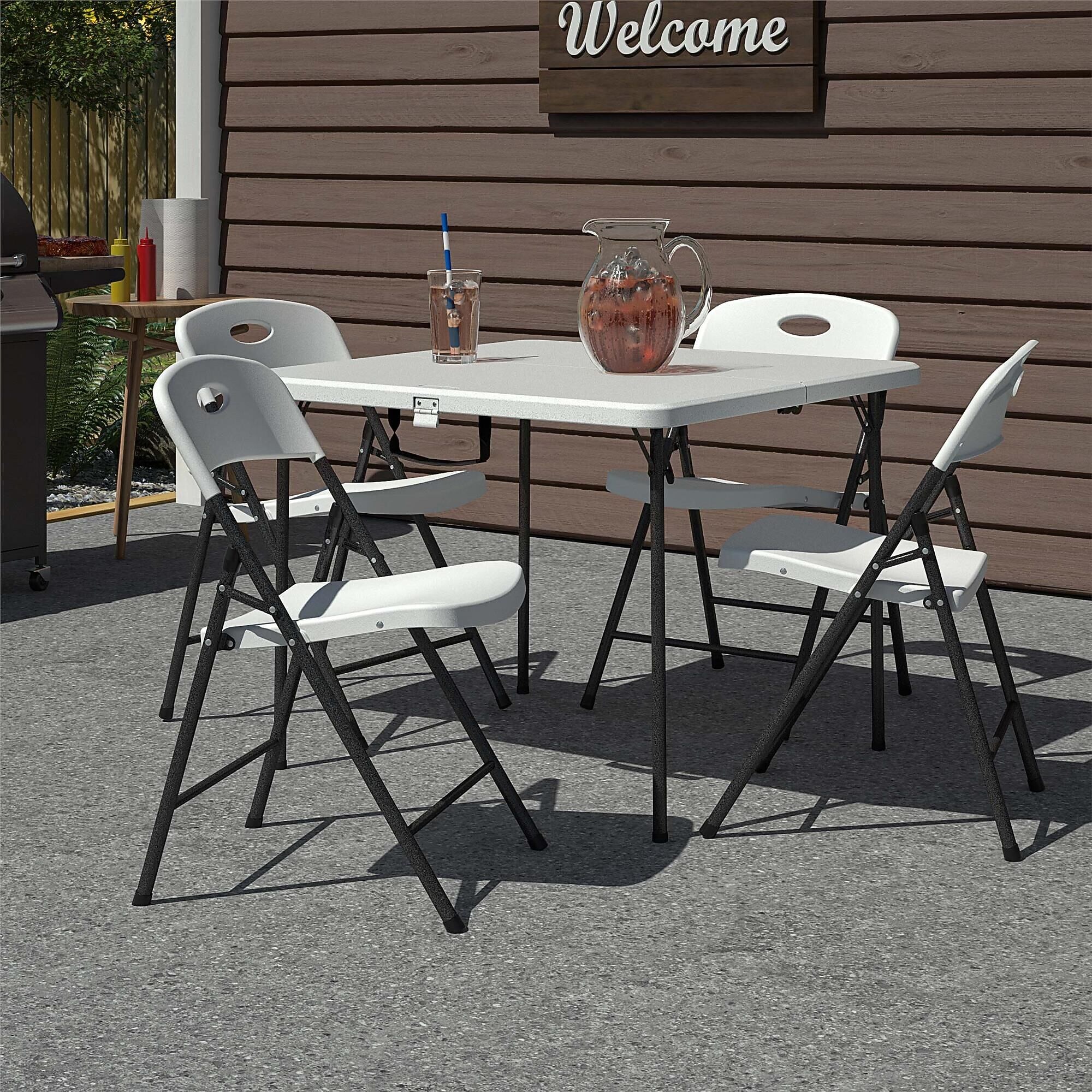 Cosco 36″ Square Folding Table and Chairs, White, 5/Carton (37583WSP1E) Sansujyuku sansujyuku.com