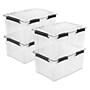 Sterilite 80 Quart Gasket Box with Lid, Plastic, Clear/Black, 4/Carton (39389004CT)~#|#~43CBB78F-45E3-438B-BAA710789F347440_sc7