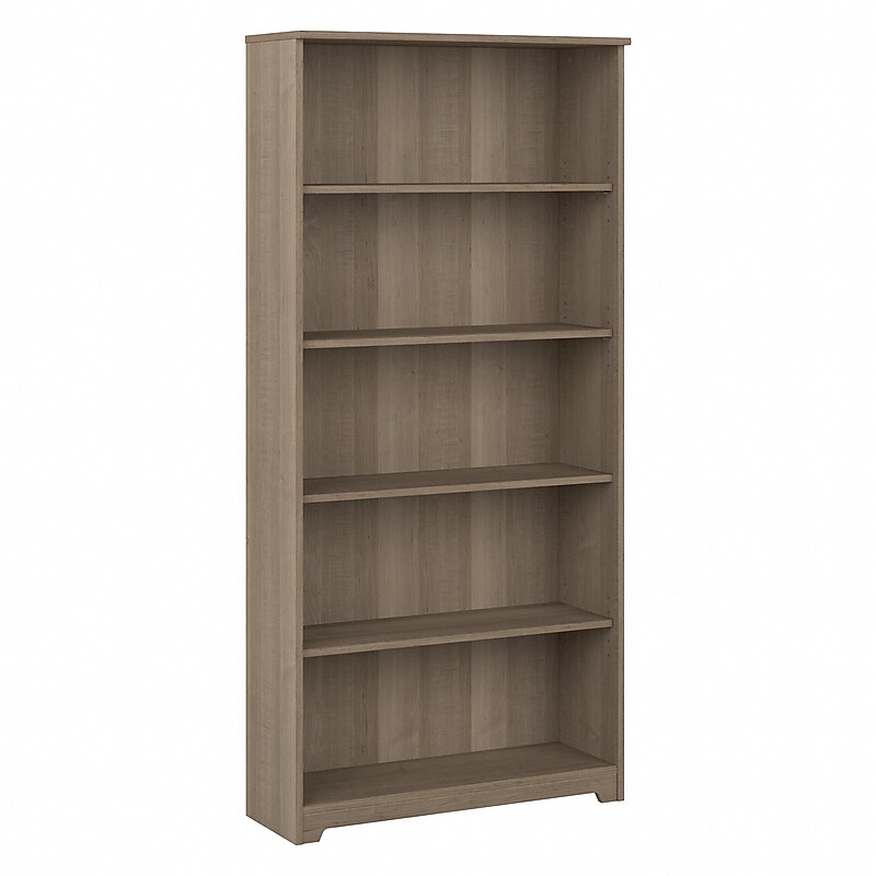Bush Furniture Cabot 66"H 5-Shelf Bookcase with Adjustable Shelves, Ash Gray (WC31266) image 1