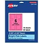 Avery Square Laser/Inkjet Multipurpose Labels, 2.75" x 2.75", Bright Pink (60/Pack)~#|#~43D30A53-C050-4B26-96750F3DA925998D_sc7