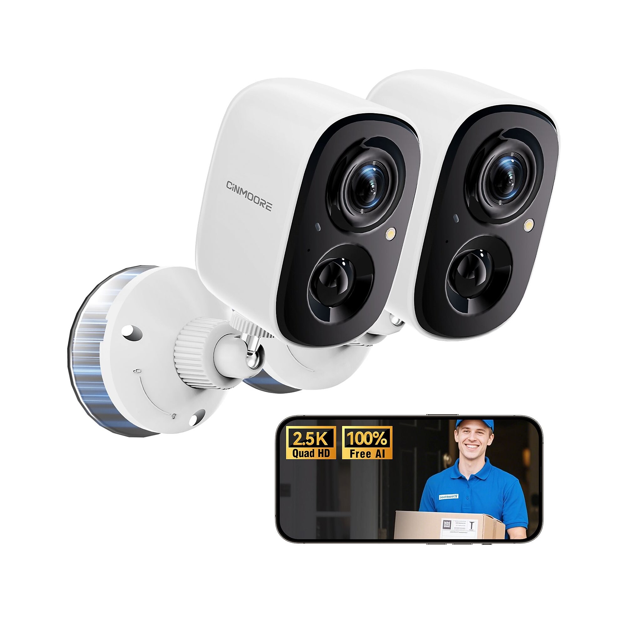 CINMOORE 2.5K Wireless Indoor/Outdoor Home Security Camera, White, 2/Pack (BC22UnTwin Pack) Simolary simolary.com