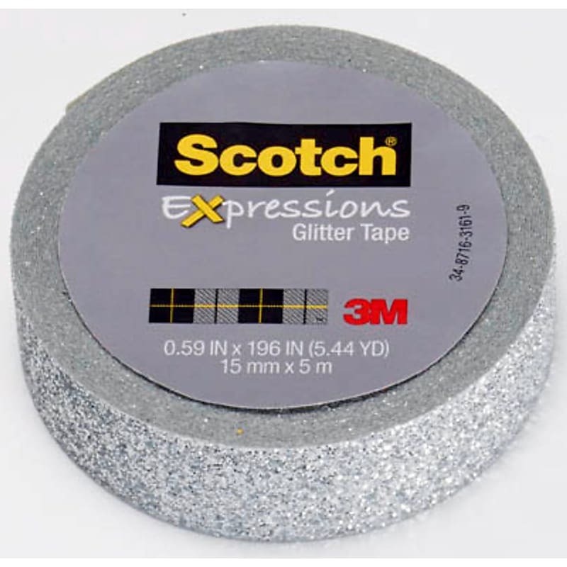 Scotch® Expressions Glitter, 0.59" x 5.44 yds., Silver Glitter (C514-SIL) image 1