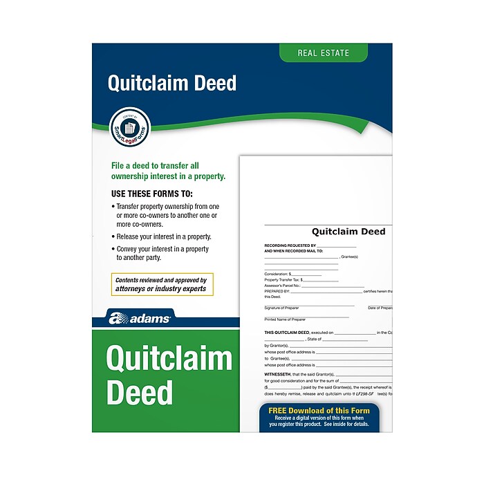 adams-quitclaim-deed-form-and-instructions-8-5-x-11-4-sets-book-lf298-staples