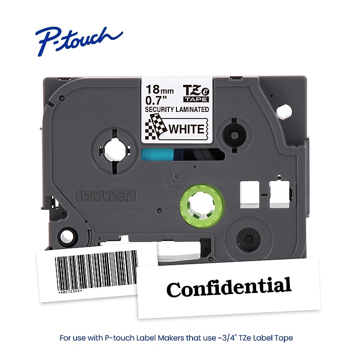 Brother P-touch Tamper-Evident Laminated Label Tape, 3/4