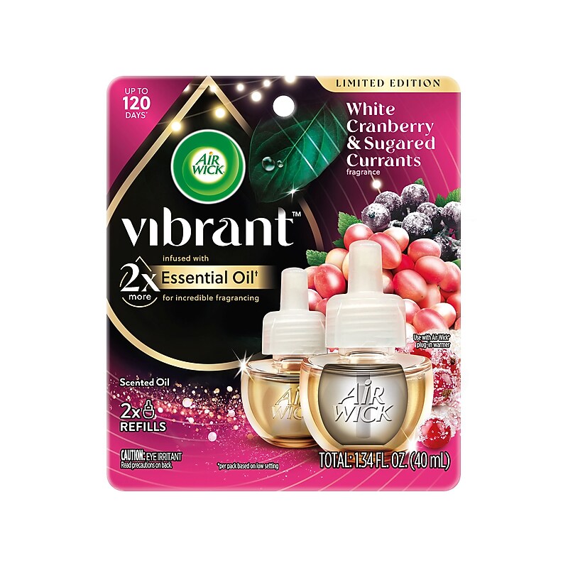 Air Wick Vibrant Scented Oil Warmer Refill, White Cranberry & Sugared Currants, 1.34 oz., 2/Pack (62338-00898) image 1