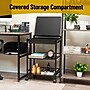 Mind Reader 3-Tier Metal Cart with Covered Compartment, Black (LGCART3T-BLK)~#|#~43DBA1CE-B43D-496C-AD949EF077C4C54A_sc7