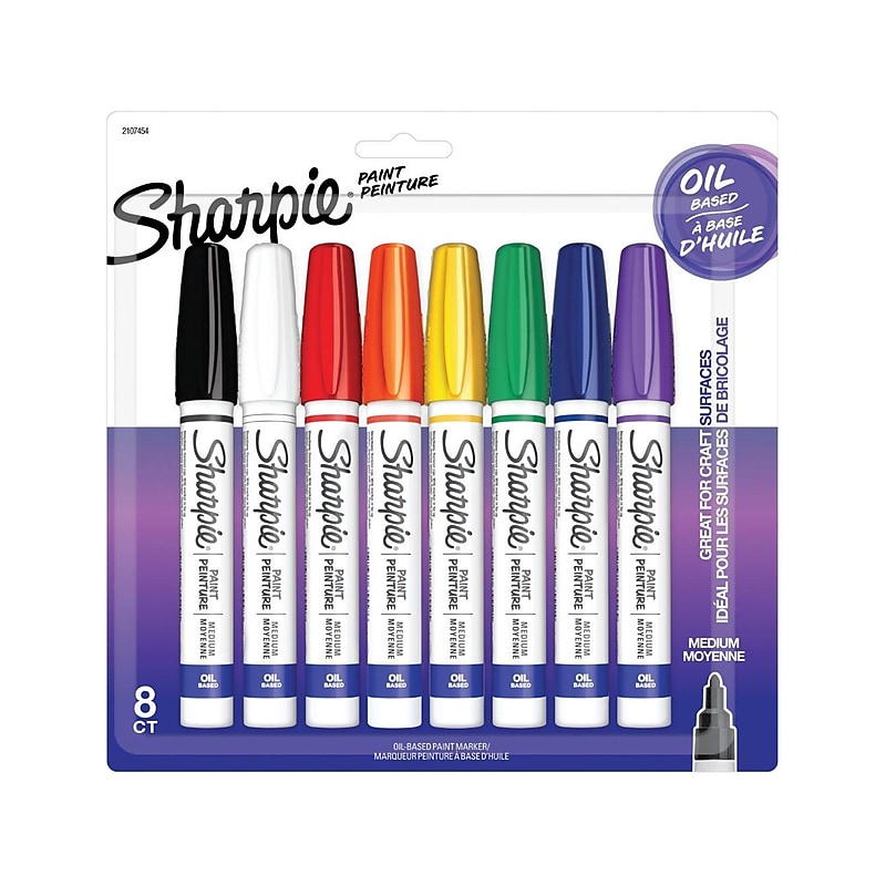 Sharpie Oil-Based Paint Markers, Medium Point, Assorted Colors, 8/Pack (2107454) image 1