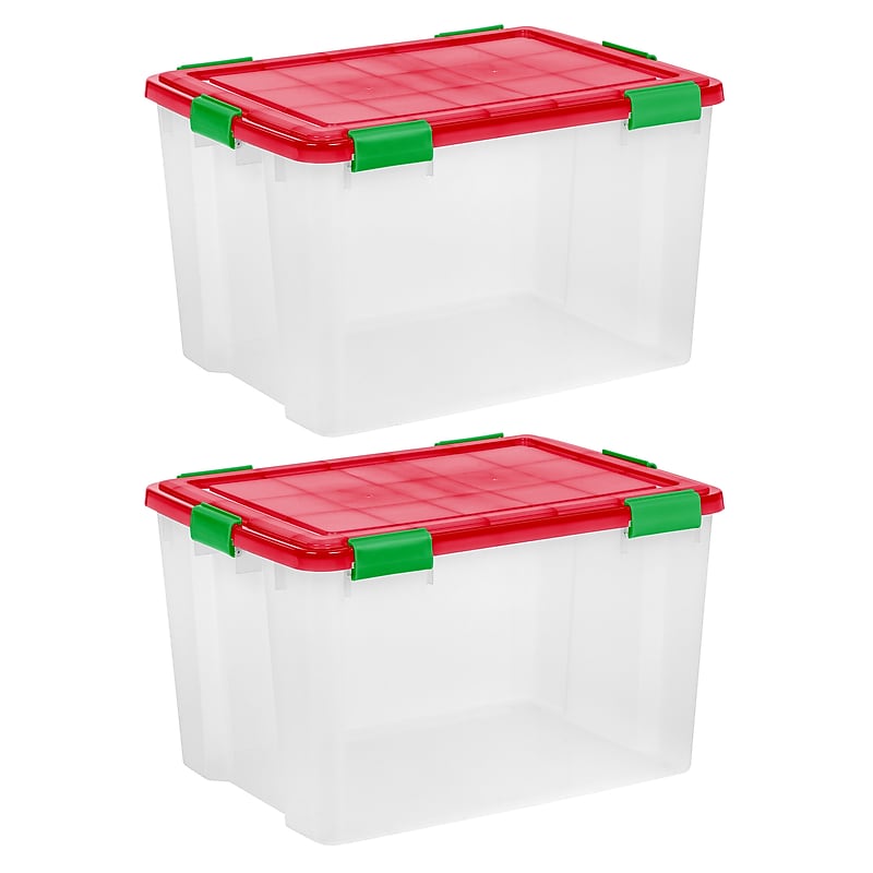 Iris 74 Quart Storage Container with Lid, Plastic, Clear, 2/Pack (588783) image 1